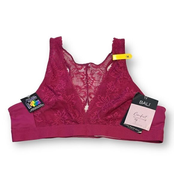 Bali Plunge Lace Racer Back Wirefree Size Medium - Picture 1 of 6